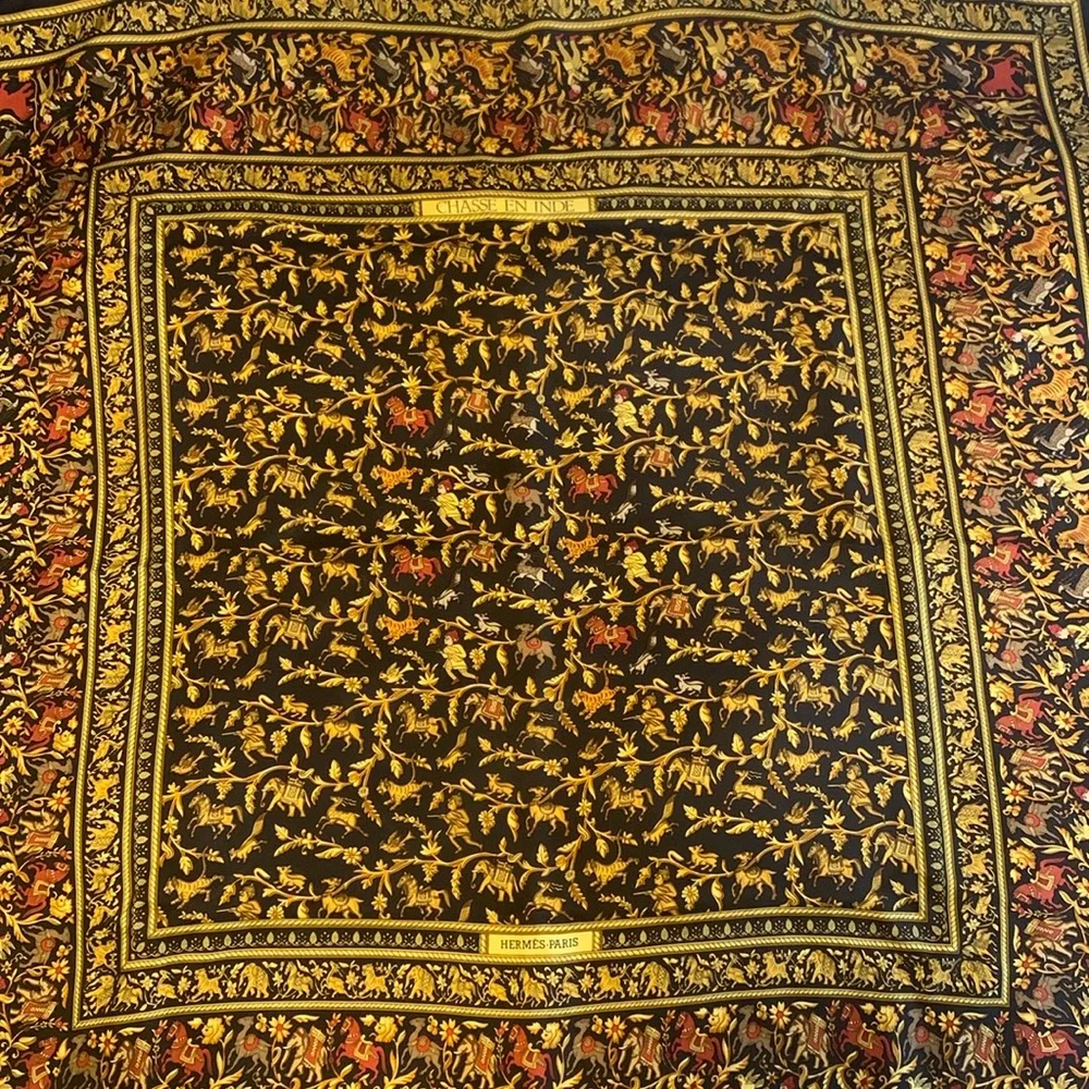 Hermes silk scarf chasse en inde